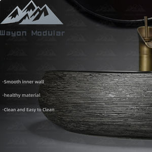 <span class=keywords><strong>อ่าง</strong></span>ล้างหน้าเซรามิคทรงรีลายหินสีดำสุดหรูจาก Wayon สำหรับห้องน้ำบ้านสไตล์โมเดิร์น - Product Image 3