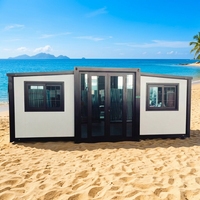 Casa Contenedor Prefabricada de Lujo de Acero de 20 Pies con Techo de Panel Sándwich, Estilo Moderno de Mediados de Siglo, Expandible, para Hogar, Bar o Oficina al Aire Libre