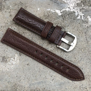 Correa de Reloj ONTHELEVEL Vintage de Cuero Italiano Verde Esmeralda de Liberación Rápida, Cuero Granulado Transpirable, Longitud de 120/75 mm - Product Image 1