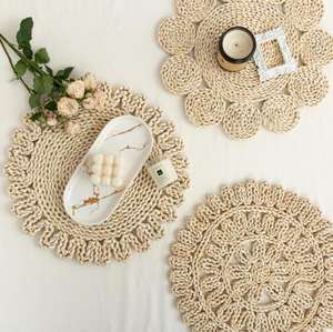 Napperon en rotin naturel Assiettes de présentation creuses en osier pour les vacances de Noël Napperons de cuisine ronds tissés - Product Image 4