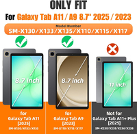 Étui antichute en silicone pour tablette Samsung Galaxy Tab A11/A9 8,7 pouces, coque antichoc avec bandoulière et support rotatif
