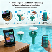 Moniteur de piscine WiFi multiparamètres 8 en 1, flottant, étanche, pH, ORP, TDS, EC, sel, SG, chlore, température, application Tuya