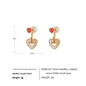 Conjunto de Collar y Pendientes Versátiles de Alta Gama para Mujer, Chapado en Oro, con Corazón, Perla, Cadena de Espina de Serpiente, para Aniversarios, Día de la Madre, con Circonita - Product Image 6