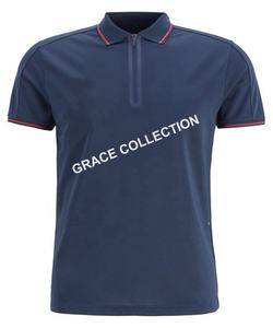 Camiseta de Golf para hombre, camiseta de manga corta de Color sólido con cremallera, camiseta de rendimiento, Body Fit - Product Image 1