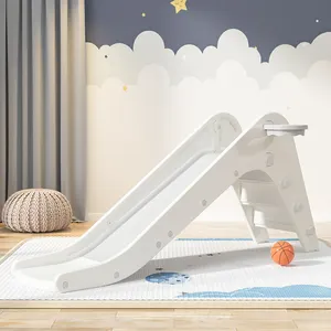 Ejiale Hot Sell New Style Kids Playground Plastic Slides With Basketball Hoop Safety Baby Plastic Folding Slide