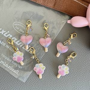 CHENXI Llavero de metal con forma de corazón y piruleta, estilo Kawaii, brillante, para mujer, accesorios para bolso - Product Image 4