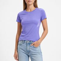 T-shirt de sport slim fit pour femme, tissu léger de haute qualité, séchage rapide, respirant, design OEM personnalisé, t-shirts de course et d'entraînement
