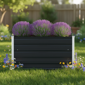 Bac à légumes surélevé en acier galvanisé anthracite 39,4 x 39,4 pouces pour bâtiments de jardin - Product Image 2