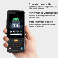 Terminal portable robuste IP67 étanche Android 14 avec scanner de codes-barres, processeur Octa-core, 4+64 Go, clavier 4 pouces, batterie 5000 mAh