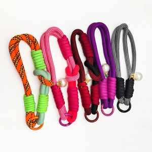 Cordon de téléphone avec pendentif perle épaissie, corde en polyester, breloque ronde en cristal, unisexe, pour usage extérieur - Product Image 3
