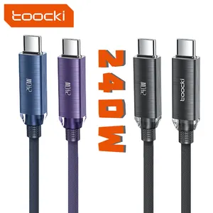 Toocki kabel Data pengisian cepat, kabel Data USB C Tipe C ke Tipe C, aluminium tipe C, 240W PD3.1, kabel telepon untuk iPhone, HUAWEI, Android