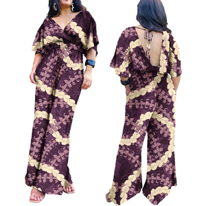 Tute Oversize da donna di Design tribale <span class=keywords><strong>Elei</strong></span> polinesiano con bretelle Casual personalizzate con stampa Fitness a gamba larga - Product Image 3
