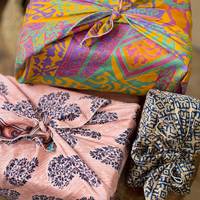 Tissu d'emballage Furoshiki imprimé vintage, impression personnalisée, emballage cadeau réutilisable, tissu carré écologique pour la décoration de table de fête