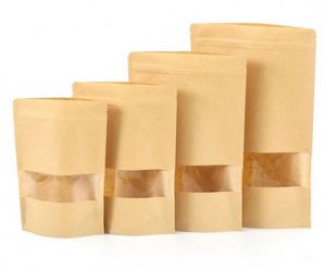 Sacs d'emballage autoportants en papier kraft brun refermables avec fermeture éclair 12x20cm – Pack promotionnel - Product Image 3