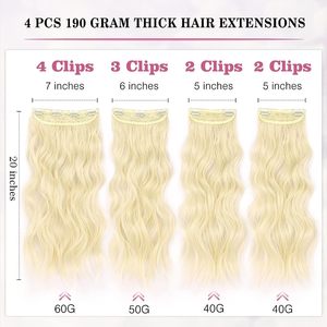 Extensions de cheveux synthétiques ondulés blonds miel de 24 pouces, 4 pièces, résistantes à la chaleur, pour femmes - Product Image 2