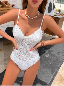 Factory <strong>Sales</strong> New Design White Sexy Crochet One Piece Bikini V-neck Swimsuit Women <strong>Tummy</strong> <strong>Control</strong> Breathable <strong>Swimwear</strong> - Product Image 3