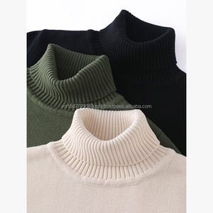 2026 Autumn Winter New Men Thick Cotton Knitted Sweater Turtleneck Pullover Long Sleeve Base Top - Product Image 2