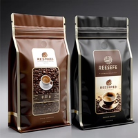 Pochette de Rangement à Fond Plat avec Fermeture Ziplock et Valve pour Café Instantané ou Thé, Personnalisable avec Logo, Formats 250g, 500g, 1kg, 12oz