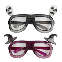 Lunettes de soleil d'Halloween en plastique lumineuses à lumière LED jaune avec lentilles miroir à des fins décoratives