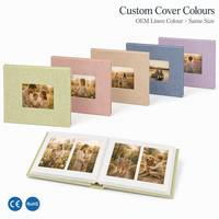 Álbum de Fotos Tipo Carpeta con Cierre Superior, de Lino, con Ventana Cuadrada, 40 Bolsillos, Fundas de PET para Fotos Verticales de 6 Pulgadas, Decoración del Hogar