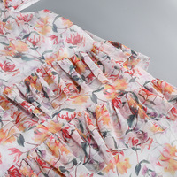 Robe longue florale asymétrique en mousseline à volants et découpes latérales pour femme, style bohème d'été, vente en gros