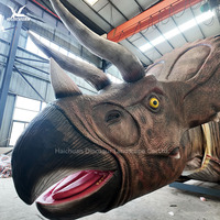 Statue de dinosaure Triceratops animatronique grandeur nature assemblée pour parc à thème, attraction de parc central