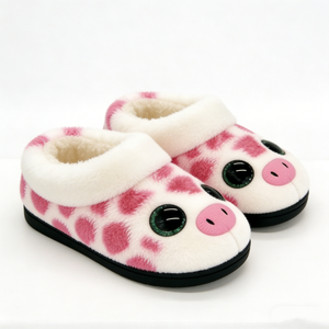 Pantuflas de Peluche de Cerdito Personalizadas para Niños, Pantuflas de Animales Peludos Rosas y Blancas, Unisex, de 8 a 13 Años, Relleno de Algodón PP Suave - Product Image 2