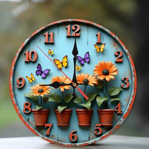 Round Wooden Wall <b>Clock</b> 25x25Cm <b>Art</b> Decor Quiet Movement Home Living Room Background <b>Clock</b> - Product Image 1