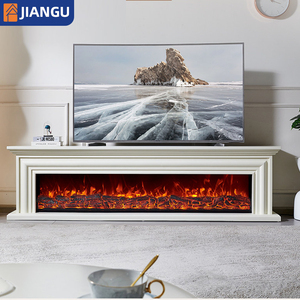 ห้องศูนย์รวมความบันเทิงพร้อมเตาผิง เฟอร์นิเจอร์ดีไซน์เรียบหรู ตู้วางทีวีติดผนังพร้อมเครื่องทำความร้อนแบบเตาผิง - Product Image 1