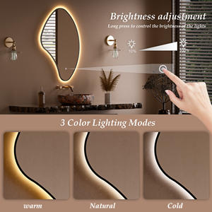 벽걸이 욕실 화장대 거울, 깨지지 않는 검정색 금속 프레임, 불규칙한 백라이트 욕실 거울 - Product Image 5