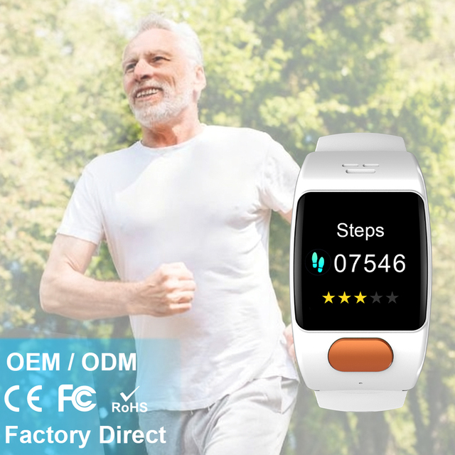 Seniors SOS Smart Watch GPS Smart Bracelet Elderly IP67 Waterproof Personal Locator 4G Wi-Fi Beacon Fall TFT Compass Email