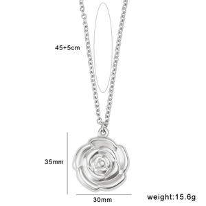 Elegante collana di fiori rosa alla moda per le donne placcato oro 18K catena di gioielli in acciaio inox alla moda regalo per lei - Product Image 3