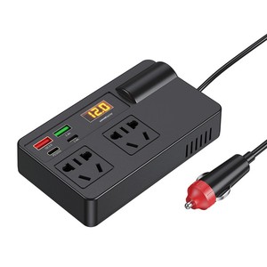 Inversor de Corriente para Automóvil de 12V 24V a 110V 220V, Adaptador Convertidor de Voltaje Portátil con Enchufe para Inversor de Corriente Multifuncional - Product Image 1