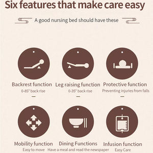 Letto da Degenza Manuale per Assistenza Domiciliare in Legno Massello con Ruote, Sponde di Sicurezza e Vassoio da Pranzo Dispositivo Medico per Uso Domestico - Product Image 6