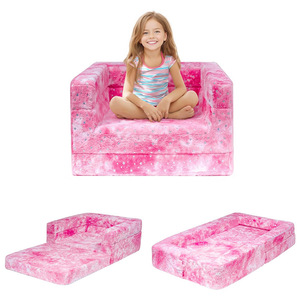 Children's Folding <b>Sofa</b> With Handrails High Elasticity Foam Sponge For 3 Year And Above <b>Kids</b> Pink Color Option - Product Image 5