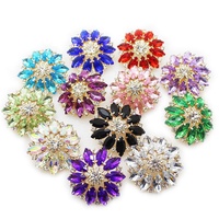 Boutons à tige en verre HFOUR de 38 mm, motif fleurs, strass, plaqués, couleur blanc clair, 3D, pour couture et décoration de vêtements DIY
