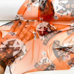 Mousseline de soie Polyester maille Orange château malédiction fantôme chauve-souris <span class=keywords><strong>gobelin</strong></span> personnalisé numérique imprimé <span class=keywords><strong>tissu</strong></span> fond décoration <span class=keywords><strong>tissu</strong></span> transparent - Product Image 1