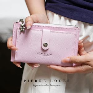 Portefeuille pour femme Pierre Loues, couleur rose unie, plusieurs emplacements pour cartes, léger, pochette, usage quotidien - Product Image 1