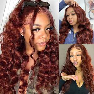 Fasci di <span class=keywords><strong>capelli</strong></span> brasiliani con chiusura in pizzo bruno-rosso <span class=keywords><strong>ramato</strong></span> marrone sciolto onda profonda 3 fasci e <span class=keywords><strong>capelli</strong></span> umani - Product Image 5