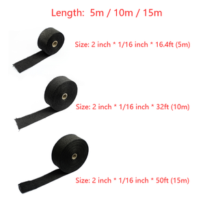 Tubo de escape térmico para motocicleta, 5cm x 10m, <span class=keywords><strong>cinta</strong></span> de calor para el tubo de escape, envoltura de escudos, cabezal múltiple, rollo de aislamiento - Product Image 6