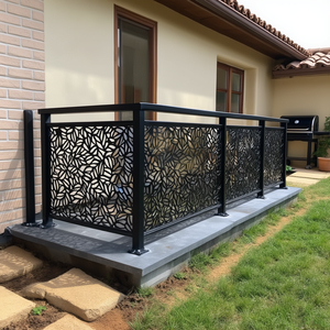 高級バルコニーすべてアルミ手すりバルコニー手すり手すり用,カスタマイズされたオープンワーク彫刻ガードレール手すりシステム - Product Image 5