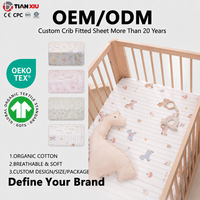 Ensemble de draps-housses pour berceau en jersey de coton biologique GOTS, imprimés, personnalisés, neufs, pour bébé, vente en gros