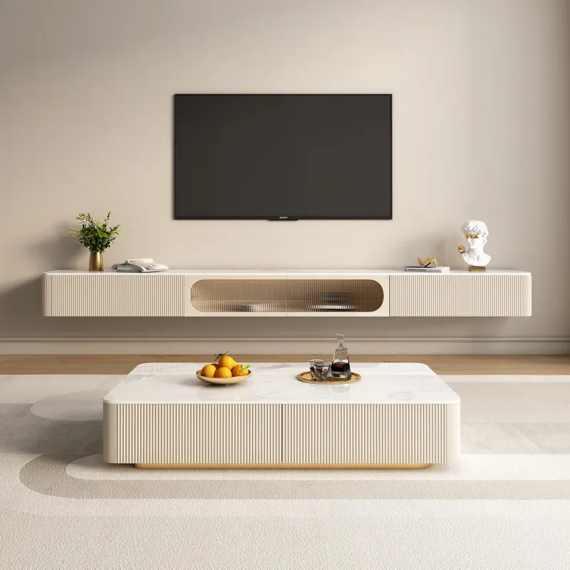 Meuble TV mural design moderne table basse moderne pour mobilier de salon ensemble meuble TV et table basse