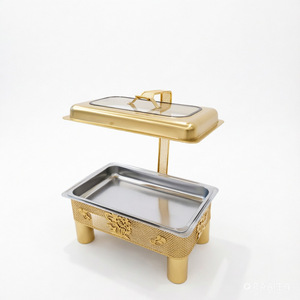 Réchaud à alcool en acier inoxydable doré, 9L, rectangulaire, équipement de maintien au chaud pour buffet, mariage, banquet, usage commercial - Product Image 5