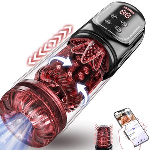 Juguetes Sexuales Impermeables con Control por Aplicación LCD e IA, Vibrador Automático con Movimiento de Empuje, Rotación, Succión y Lamido, Masturbador Masculino, Bomba para Agrandar el Pene - Product Image 1