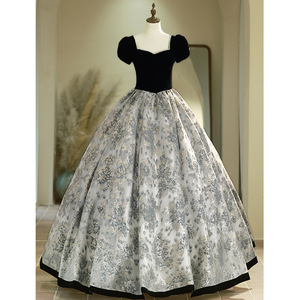 Black Velvet Ball Gown Sweetheart Neckline Empire Waist Full Skirt Evening Dress Adult Formal Wear - Product Image 1