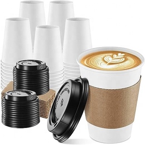 Cá nhân dùng một lần đôi tường thủ công cốc giấy với tay áo nắp 8oz 10oz 12oz 16oz công suất cho cà phê nóng hoặc trà - Product Image 2