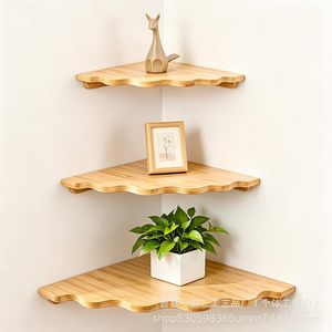 Wooden Corner <b>Shelf</b> Solid Wood Wall Mounted Tiered Storage <b>Rack</b> For Home Decor And Organization - Product Image 1