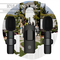 Microphone à condensateur 3-en-1 K15 sans fil 2.4G, type C, avec suppression du bruit, omnidirectionnel, portable