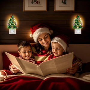 <b>Christmas</b> <b>Tree</b> Shaped Night Light Vintage <b>Christmas</b> <b>Tree</b> Nightlight <b>Wall</b> Plug in Adorable Energy Efficient LED Lamp US Plug - Product Image 3